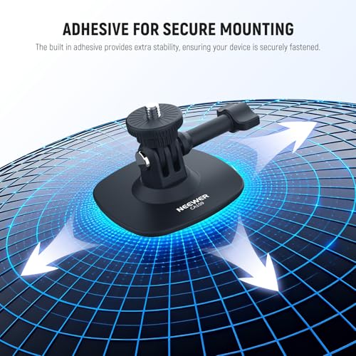 NEEWER Adhesive Mount 2 Pack Compatible with Insta 360 GoPro DJI AKASO Action Camera, 180° Flexible Car Helmet Holder Base Adapter for POV Video Recording Live Streaming, for 1/4" Accessories, CA159 - style: CA159（2-Pack）