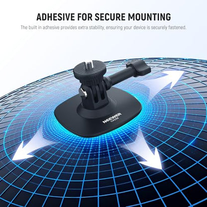 NEEWER Adhesive Mount 2 Pack Compatible with Insta 360 GoPro DJI AKASO Action Camera, 180° Flexible Car Helmet Holder Base Adapter for POV Video Recording Live Streaming, for 1/4" Accessories, CA159 - style: CA159（2-Pack）