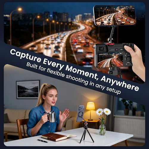 Itramax Magnetic Cold Shoe Camera Phone Mount for Magsafe,1/4" Threaded Hole iPhone Tripod Holder for iPhone 17 Pro Max 16 15 Plus 14 13 12,Samsung,Canon Nikon Sony DSLR,360° Rotation Photography - color: Black