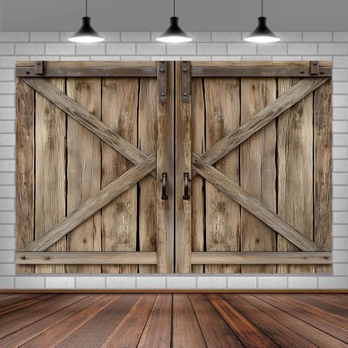 Wooden Barn Door Backdrop Background for Photography Garage Door Photo Backdrop Wood Farmhouse for Photoshoot Background Screen Rustic Wooden Video Recording Parties Curtain 6 x 4 ft Multi - color: Multi, size: 6x4ft