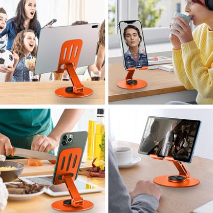 Universal Metal Cell Phone Stand, Multi-Angel Adjustable 360° Rotation Non-Slip Metal Phone Stand Compatible with iPhone 17 Pro Max and All Smartphones (20PCS Orange) - color: 20PCS Orange