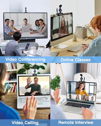 MELCAM 2K Webcam for PC, Web Camera with Microphone, Light, Privacy Cover, Plug and Play Autofocus USB Computer Camera for Laptop, Desktop, PC, Mac, Zoom, Skype, Meeting, Streaming(Black)