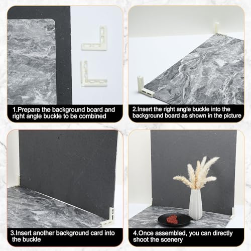 Threehoney 8 Pcs Photograph Backdrop Board Bracket 2.6 x 2.6 x 0.5 Inch Vertical L Shape Background Holder Stand Adjustable Plastic Backdrop Holder for Studio Photography Background Support