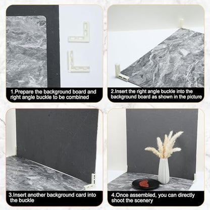 Threehoney 8 Pcs Photograph Backdrop Board Bracket 2.6 x 2.6 x 0.5 Inch Vertical L Shape Background Holder Stand Adjustable Plastic Backdrop Holder for Studio Photography Background Support