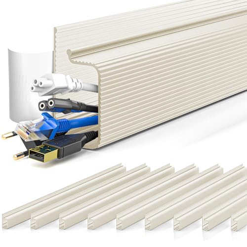 YECAYE 157in Cable Management, Cord Organizer,Easy Install Self-Adhesive Cord Hider, Cable Organizer, Cable Hider for Office Organization,Child & Pet Proof, Beige - color: Beige, size: 157in