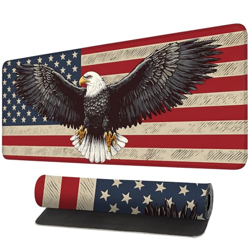 Mouse Pad, Large Anti-Slip with Stitched Edges Desk Mat Desktop Laptop Computer Desk Keyboard Mat,Table Protector Blotter Mat (Eagle Flag, 31.5" x 11.8") - color: Eagle Flag, size: 31.5" x 11.8"