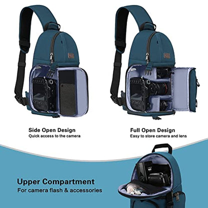 MOSISO Camera Sling Bag, DSLR/SLR/Mirrorless Camera Case Shockproof Photography Camera Backpack with Tripod Holder & Removable Modular Inserts Compatible with Canon/Nikon/Sony/Fuji, Deep Teal - color: Deep Teal