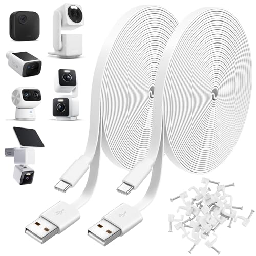 Uogw Type C Cable for WYZE Duo Cam Pan,WYZE Cam Pan v4,Petcube Cam Indoor/Petcube Cam 360/TP-Link Tapo C120,Blink mini2,Blink Outdoor 4,USB to Type C Power Cord,10Ft Flat Power Extension Cable-2Pack - size: 10 FT