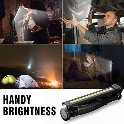 Dr. Prepare LED Work Light, 700 Lumens Foldable Rechargeable Work Light, 3200mAh Cordless Portable Magnetic COB LED Inspection Light for Car Repair, Home, Garage, Emergency
