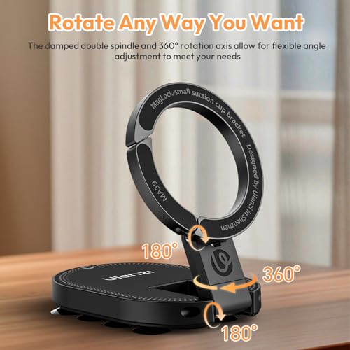 ULANZI MA39 MagLock 3-in-1 Suction Magnetic Phone Holder for MagSafe, 360° Rotatable Tripod Mount with Carabiner Clip, Compatible with iPhone 17/16/15/14/13/12, Ideal for Dashboard, Kitchen & Office