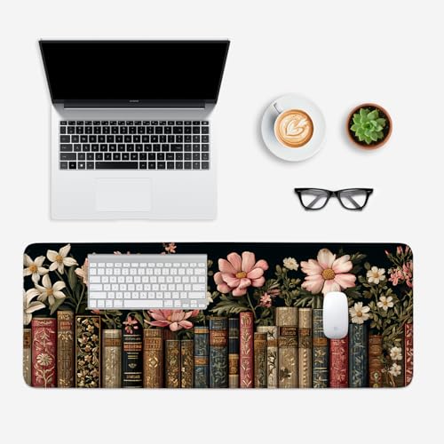 Mouse Pad, Large Anti-Slip with Stitched Edges Desk Mat Desktop Laptop Computer Desk Keyboard Mat,Table Protector Blotter Mat (Book, 31.5" x 11.8") - color: Book, size: 31.5" x 11.8"