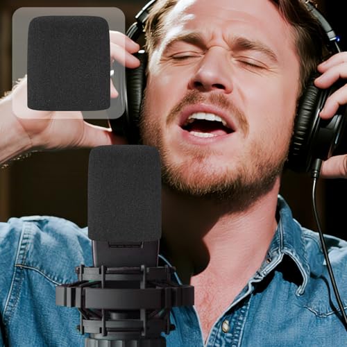 SOULWIT 2Pcs Pop Filter for AKG C414 XLII/XLS Microphone - Black | Mic Cover for AKG Pro Audio C414 XL(II/S) Condenser Microphones