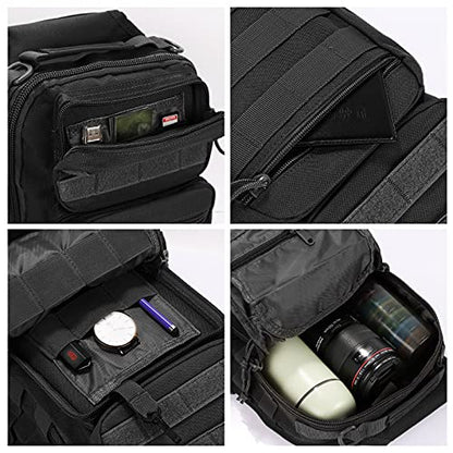 3 Pack Molle Pouch Combo Water Bottle Pouch Holder Tactical Molle Pouches Compact Utility Waist Bag Pack - color: Combo C:Black