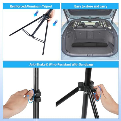 Adjustable Photography Backdrop Stand Kit 10x7ft(W*H)– Photo Studio Background Support with 4 Crossbars, 4 Clamps, 2 Sandbags (with 10 * 7 Feet White Backdrop Curtain) - color: White