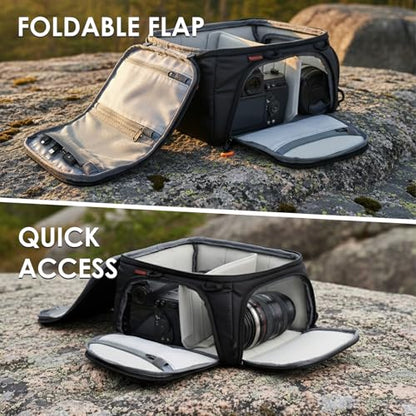 TARION Protective Camera Insert Bag Quick Access DSLR Inner Case Organizer | Fits 1 Camera 5 Lenses, Full Opening Back Design, Framed Top Lid, Padded Insert Cube, 8.9x6.5x11" ShellCore S - style: S (1 Camera 5 Lenses)