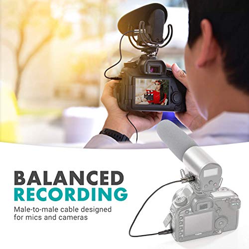 Movo MV-RC100 3.5mm Male Line-in to Male Microphone Attenuator Cable for HDSLR Cameras