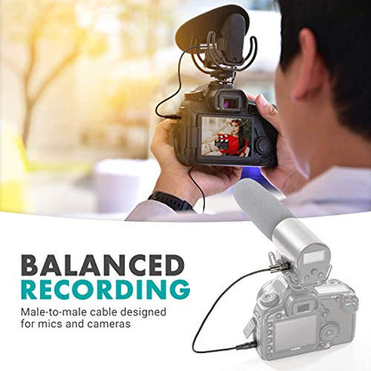 Movo MV-RC100 3.5mm Male Line-in to Male Microphone Attenuator Cable for HDSLR Cameras
