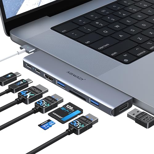 USB C Hub Adapter for MacBook Pro/Air M4 M3 M2 M1, 8-in-2 Mac USB Adapter Multiport, MacBook Accessories with Thunderbot 3, HDMI 4K@30Hz, USB-C/3 USB-A, SD/Micro SD Card Reader - color: Space Gray