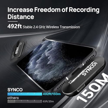 SYNCO Wireless Lavalier Microphone for iPhone, P1XL Professional Lapel Mic for Tiktok, YouTube, Streaming, Vlog Video Recording, Wireless Microphone for iPhone 14/13/12/11/SE... - style: 1 Mic for Lightning