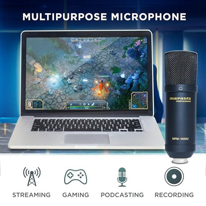 Marantz Professional MPM-1000U USB Condenser Microphone for Gaming, Streaming and Podcasting - Built-In Audio Interface, Desktop Stand, Plug-and-Play, Black - style: USB Mic