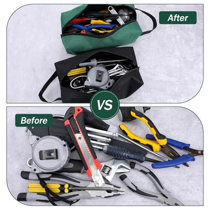 Yuanchu 2 Pcs Canvas Tool Pouch, Multi-Purpose Zipper Tool Bag Small Tool Organizer Screwdriver Tool Bag Set For Storage Electrician Tools