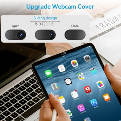 CloudValley Upgrade Webcam Camera Cover, [6-Pack] 0.023 inch Metal Camera Cover Slide for Mac, iPad, MacBook Pro, MacBook Air, Laptops, PC/Computer, Tablets, Web Blocker Protect Your Privacy - color: Black-Oval, size: 6 packs webcam cover