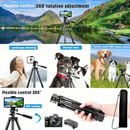 60" Aluminum Phone & Camera Tripod with Gooseneck Stand, Extendable Cell Phone Tripod Stand Compatible with iPhone/Android/Action Camera is Perfect for Live Streaming/Video Recording/Selfies - size: TR60-GS