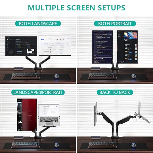 WALI Laptop Desk Mount, Dual Monitor Arm with Laptop Holder, Adjustable Height Laptop Arm Mount for Desk, Fits 17” Notebook and 32” Monitors, Up to 22Lbs (GSMP002LP), Black - size: Dual, style: Fully Adjustable Desk Mount