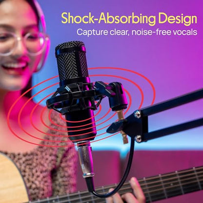 Pyle Suspension Mic Boom Stand Pro - Scissor Spring Arm Microphone Stand with Shock Mount, Adjustable Tilt & Extension, Perfect for Podcasts, Streaming, DJ Studio, Extends 3.9 ft - style: Boom stand