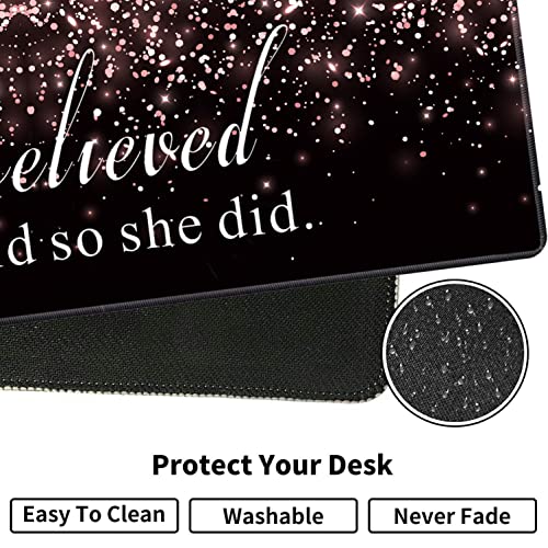 Large Gaming Mouse Pad, Keyboard Wrist Rest + Mouse Wrist Pad + Coaster Combination Set, Memory Sponge Non-Slip Base. Suitable for Office and Home, She Believed She Could So She Did - color: Fok-fo1-mouse -020