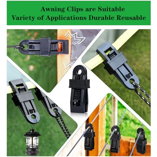 Tarp Clips Heavy Duty Lock Grip, 60Pcs Tarp Clip, Multipurpose Fix Tarp Clamps for Awnings, Camping Tent, Caravan Canopies, Shade Cloth & Tarp Tie Down Clips (60PCS-Black) - color: 60pcs-black
