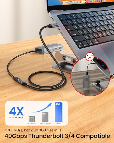 Silkland USB C Extension Cable 40Gbps, [240W Charging/8K/4K@240Hz] USB C Extender 1.6ft, Braided USB4 Extension Male to Female for Thunderbolt 4/USBC Hub/iPhone16/MacBook/iPad/Pixel/Dell XPS - size: 1.6 Feet