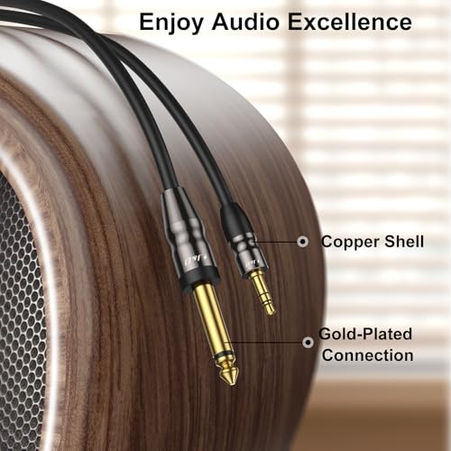 J&D 3.5mm to 6.35mm Stereo Audio Cable 6.5 Feet, 1/8 to 1/4 Cable, 3.5mm TRS Male to 1/4 Male Mono Interconnect Stereo Aux Jack Adapter Cable for Guitar, Bass, Home Theater Devices, Speaker - size: 6.5 Feet (1 Pack)