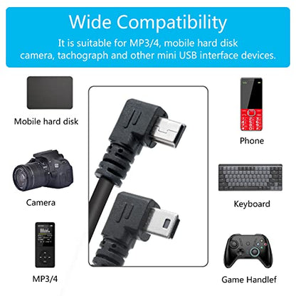 Short Mini USB Charging Cable 9inch, Left & Right Angle Mini USB Male to USB 2.0 Type A Male Data Sync and Charge Cable, for Dash Cam, DigitalCamera, Hard Drive, MP3 Player, Phone (2Pcs) - style: 1Pair Mini USB - Left & Right Angle