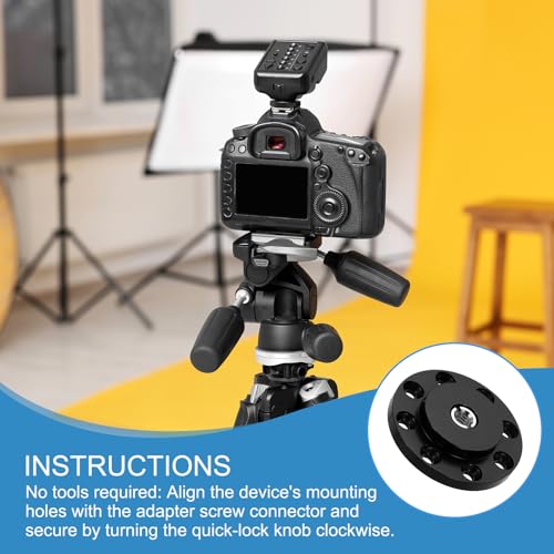 PATIKIL 3/8" Thread Tripod Adapter Holder 30mm Dia, Aluminum Alloy Flange Wall Mount Tripod Mount Plate with 1/4" Adapter Screws for Magic Arms Monitor Light Flash DSLR Camera - size: 3/8" x 50mm