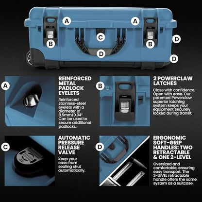 NANUK 935 Hard Case with Padded Divider – Waterproof Equipment Case with Wheels, 22” x 14” x 9” – Dustproof and Impact Resistant, Airline Carry-On Approved – Cyan - color: Cyan