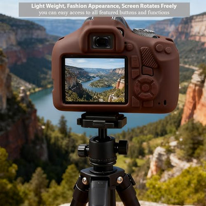 Case for Canon EOS Rebel T7 Rebel T6 Camera, Soft Silicone Rubber Protective Camera Case Cover Accessories, Lightweight, Anti-Scratch with Button Marking for EOS Rebel T7 T6 (Brown) - color: Brown