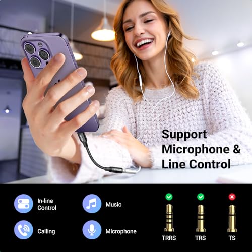 UGREEN Headphone Adapter for iPhone Lightning to 3.5mm Adapter Apple MFi Certified Lightning Aux Audio Jack Dongle Compatible with iPhone 14 Pro Max/14 Plus/13 12 11 Pro Max/SE/XS, Black - color: Black