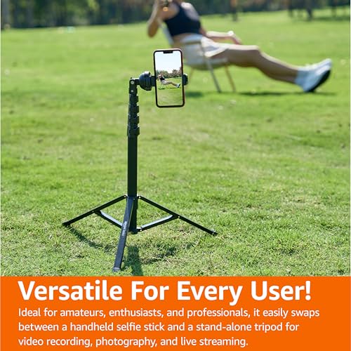 Amazon Basics 64-inch Extendable Tripod for iPhones and Smartphones, Selfie Stick Mode and Phone Tripod Mode, Black - size: 64-inch