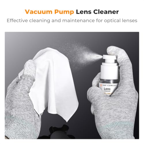 K&F CONCEPT 10-in-1 Camera Lens Cleaning Kit for DSLR Camera Lens Filter Cell Phones with Advanced Silicone Air Blower*1+Short Nozzle*1+Long Nozzle*1+Cleaning Cloth*6+Cleaning Pen*1+15ML Cleaner*1