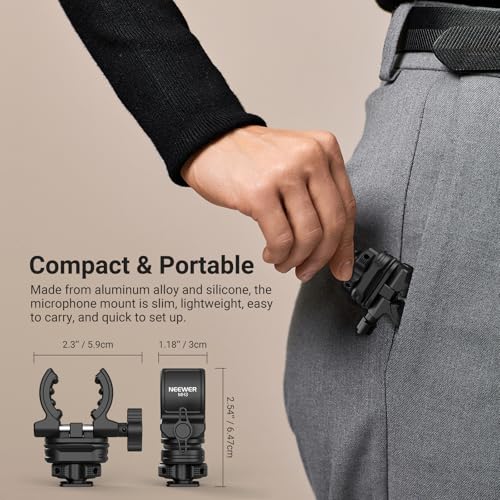 NEEWER Microphone Holder with Cold Shoe Adapter, Noise Reducing Shock Absorbing Mic Mount Accessories with Built in Silicone Pads, for Mics of 0.7" to 1" (19 to 25mm) in Diameter, MH3 - style: MH3