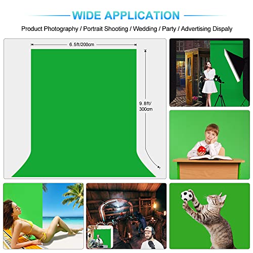 Green Screen Backdrop with Stand for Streaming, 6.5X 10ft (WxH) Protable Green Screen with 6.3 x 6.5 ft Stand kit, Greenscreen Background with Stand Carrying Bag 5 Spring Clamps - color: Green, size: 6.3 x 6.5 Ft