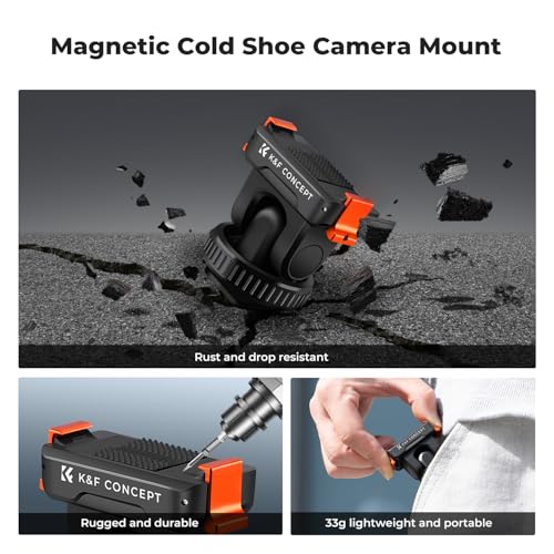 K&F CONCEPT Cold Shoe Action Camera Magnetic Quick Mount Holder, Tripod Mount for DJI Osmo Action 5 Pro Hot Shoe Camera Adapter with 1/4" Screw Hole for Osmo Action 3/4 DSLR Photography Accessories