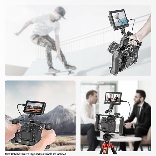 NEEWER Universal Camera Cage & Top Handle with 3/8" ARRI Locating Pins Kit, Video Rig Camera Stabilizer with Arca Type Base, Dual Handgrips, Compatible with SmallRig Accessories, CA016T - style: CA016T