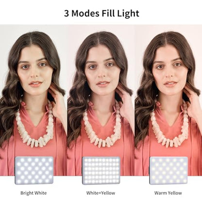 NPTCL 60 LED Portable Slefie Light, Rechargeable Lighting with Back Clip | 2200mAh Battery, CRI 97+, 3 Light Modes for Phone, iPhone Camera Webcam Laptop Photo Makeup Video Conference