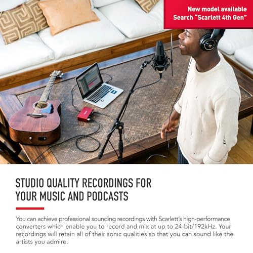 Focusrite Scarlett Solo 3rd Gen USB Audio Interface for Guitarists, Vocalists, Podcasters or Producers to record and playback studio quality sound - style: Scarlett Solo