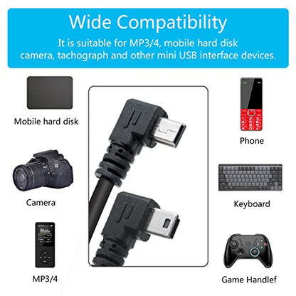 Short Mini USB Charging Cable 9inch, 90 Degree USB 2.0 A Male to Mini USB Left & Right Angle Male Data Sync and Charge Cable, for Dash Cam, DigitalCamera, Hard Drive, MP3 Player, Phone (2Pcs) - style: 1Pair Mini USB - Left & Right Angle