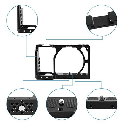 SmallRig Camera Cage only for Sony A6000 A6300 ILCE-6000 ILCE-6300 NEX7, A6000 Cage with 1/4" 3/8" Mounting Points and Built-in Cold Shoe - 1661