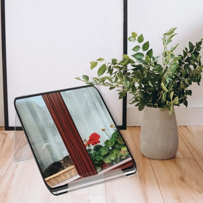 POPETPOP Acrylic Phone Stand for Desk Telephone Stand for Desk and Office Phone Organizer Transparent Desktop Holder for Landline Cellphones Space Saving Riser 7.48 X 5.51 X 3.93 in