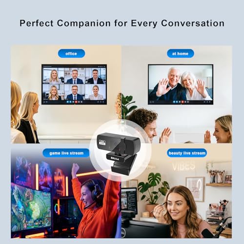 4K Webcam for PC/Laptop/Mac, 2 Mics Noise Reduction, Fixed Focus, 90° FOV, Auto Light Correction, Privacy Cover, Plug & Play USB Computer Camera for Zoom/Teams/Facetime/YouTube/Google Meet